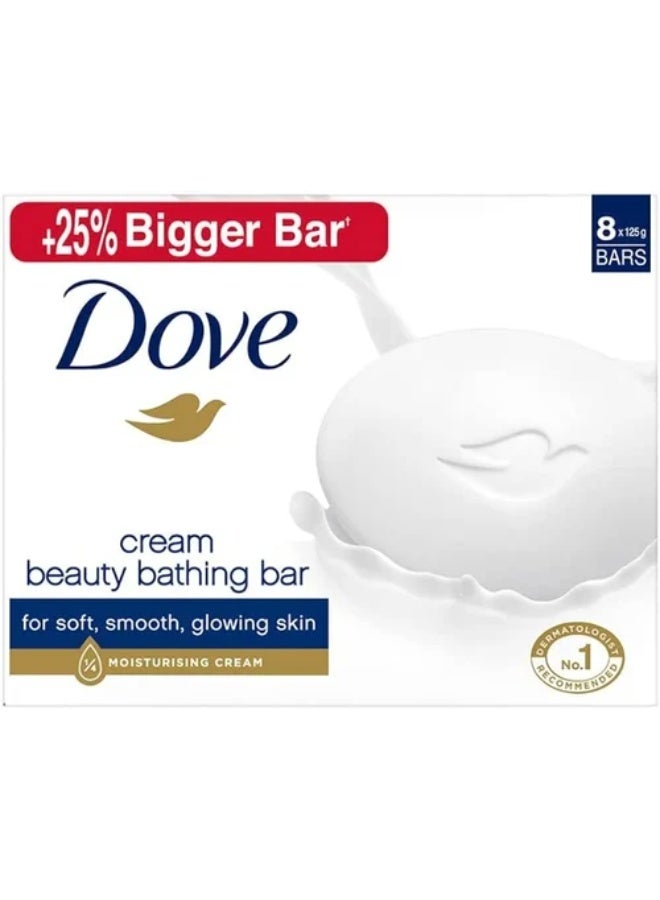 Dove Cream Beauty Bathing Soap Bar 125g (Combo Pack of 8) - Image 1